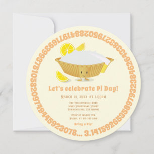 Invitation Citron Meringue tarte Math Fête Pi Jour