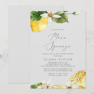 Invitation Citron moderne   Gris Fête des mariées principale 