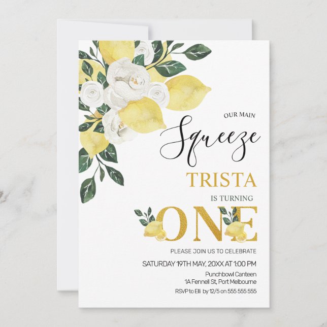 Invitation Citron Notre Squeeze Principal Premier Anniversair (Devant)