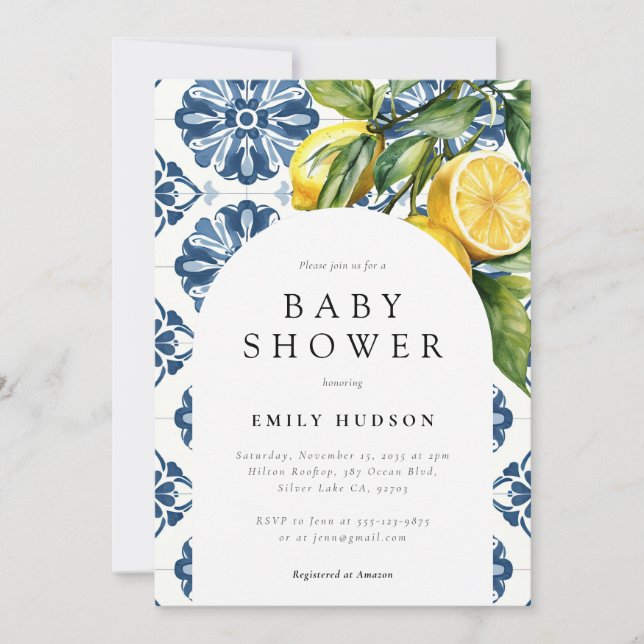 Invitation Citron Positano Baby shower italien (Devant)