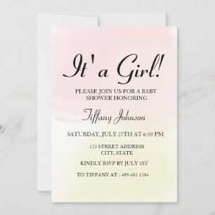 Invitation Citron rose Pastel Ombre son Baby shower Fille