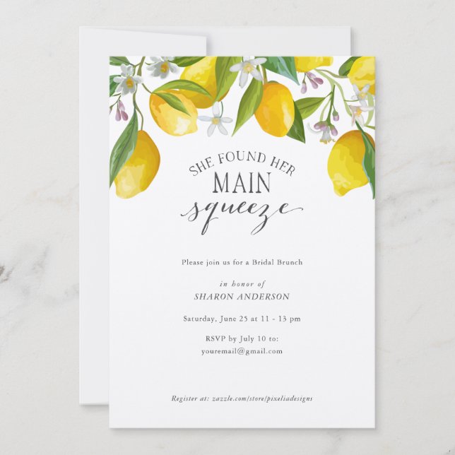 Invitation Citron rustique Elle a trouvé son pressoir princip (Devant)