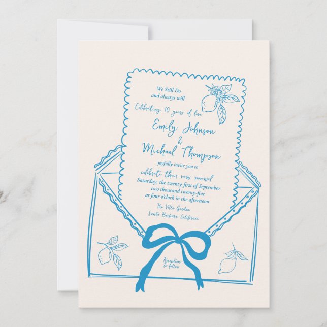 Invitation Citron tiré à la main Nous faisons encore Vow Reno (Devant)