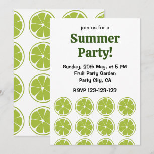 Invitation Citron Vert Fruit Lime Party d'Été