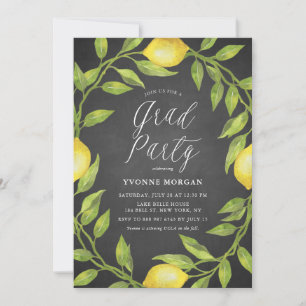 Invitation Citron vert Wreath Rustic Chalkboard Graduation