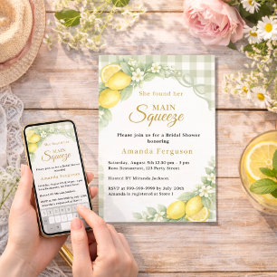 Invitation Citron vichy sauge petit ami en nœud Réception de
