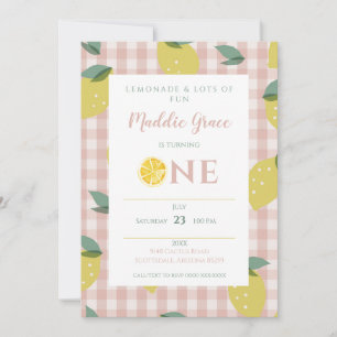 Invitation Citronade soleil rose Plaid premier anniversaire I