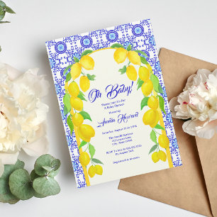 Invitation Citrons aquarelle Positano Amalfi Carrelage Baby S
