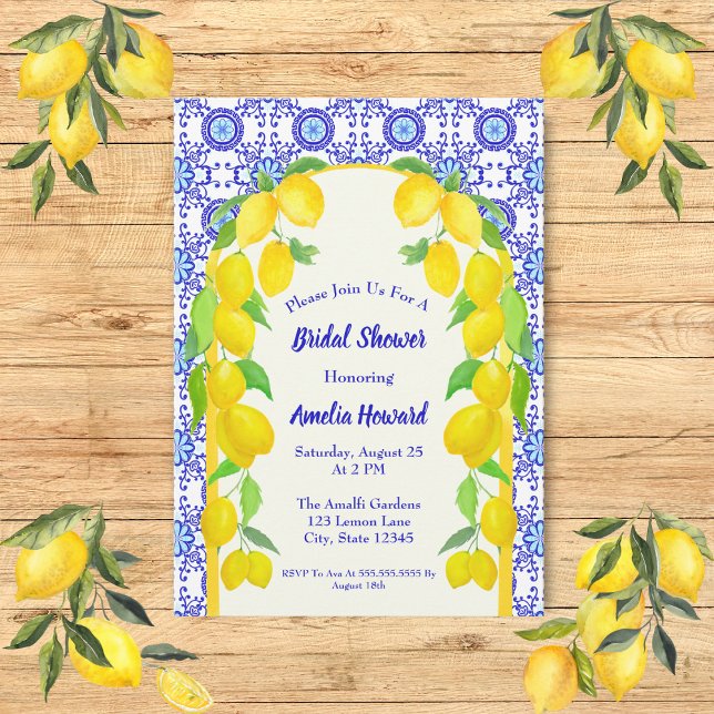 Invitation Citrons aquarelle Positano Amalfi enterrement de v (Créateur téléchargé)