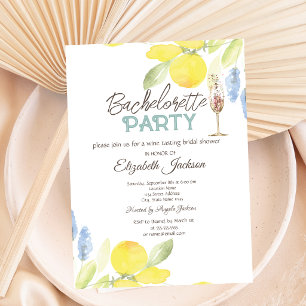 Invitation Citrons aquarelle verre à champagne enterrement de