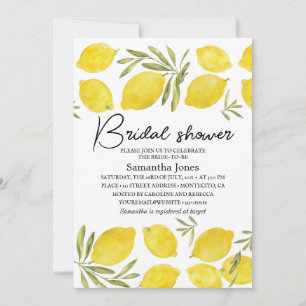 Invitation Citrons Branche d'olive Fête des mariées rustique 