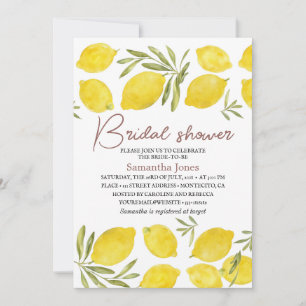 Invitation Citrons Branche d'olive Fête des mariées rustique 