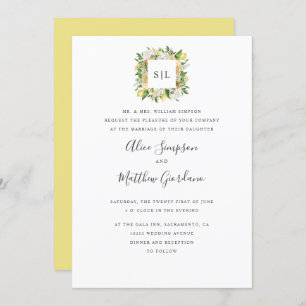 Invitation Citrons Citrus et mariage de monogramme officiel f