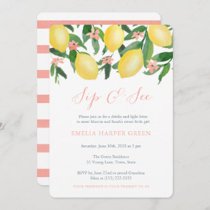 Invitation Citrons Citrus Sip and See Meet Baby Girl Party