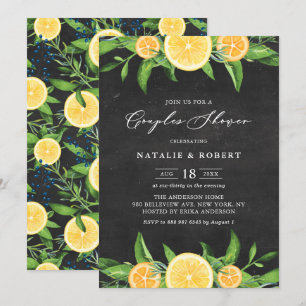 Invitation Citrons et clémentines Chalkboard Couples Douche