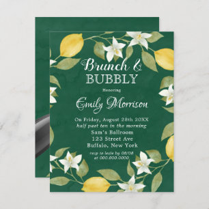 Invitation Citrons et verdure Aquarelle Brunch & Bubbly