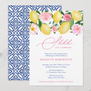 Invitation Citrons Floral Chut ! Surprise Anniversaire Fête p