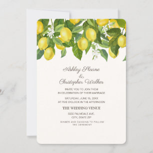 Invitation Citrons jaunes Mariage blanc