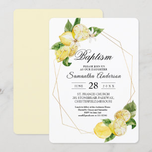 Invitation Citrons jaunes modernes et beauté des cadres d'or