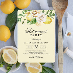 Invitation Citrons jaunes pastel aquarelle moderne & feuille