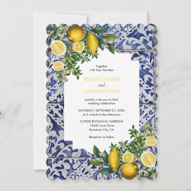 Invitation Citrons méditerranéens Portugais Mariage (Devant)