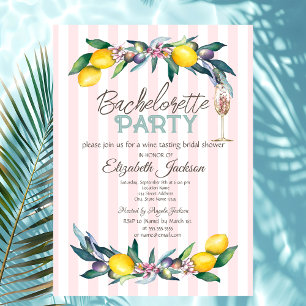 Invitation Citrons Olives Verre Pink Stripes Bachelorette