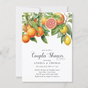 Invitation Citrons orange Agrumes Douche Couples