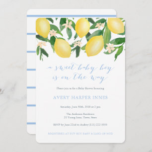 Invitation Citrons Poudre Bleu Sweet Boy Baby shower