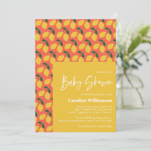 Invitation Citrons Rétro Mignons dans une Baby Shower Orange