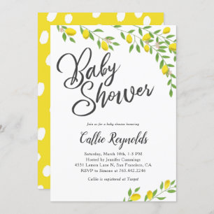 Invitation Citrons rustiques Baby shower jaune