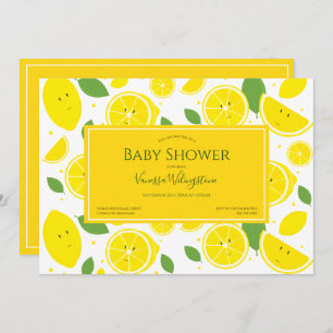 Invitation Citrons souriants Baby shower jaune blanc vert