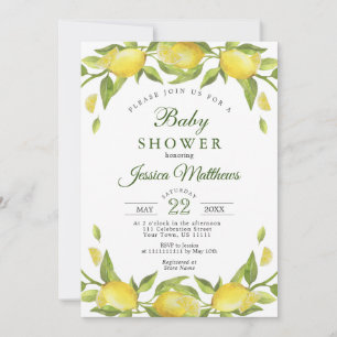 Invitation Citrons Vert Aquarelle Baby shower NEUTRE