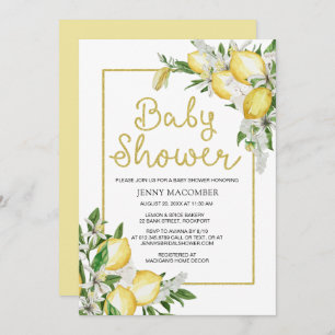 Invitation Citrons Vert Aquarelle Baby shower neutre Inv.