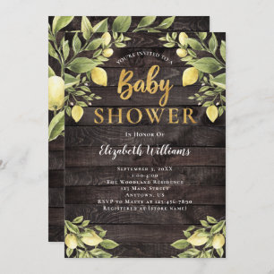 Invitation Citrons vert bois Baby shower aquarelle