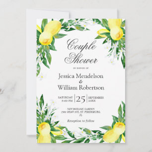 Invitation Citrons Vert Fleur Couple Douche
