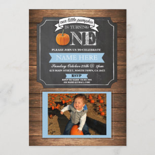 Invitation Citrouille 1er premier anniversaire fête Photo Inv