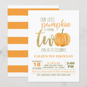 Invitation citrouille 2E Anniversaire - Orange Str