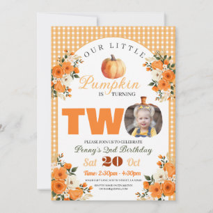 Invitation Citrouille 2e anniversaire Petit Citrouille Automn