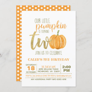Invitation citrouille 2E Anniversaire - Points ora