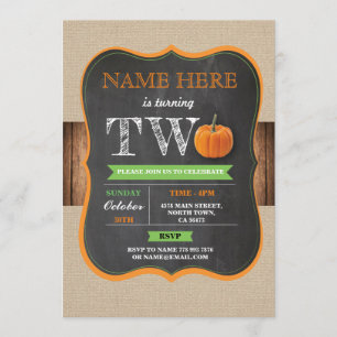 Invitation Citrouille 2ème 2 Deux fête d'anniversaire garçon 