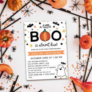 Invitation Citrouille A Little Boo Baby shower Halloween