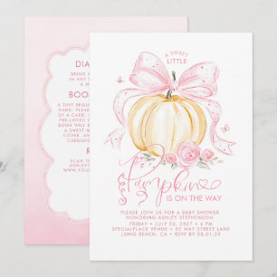 Invitation Citrouille à Ruban Rose Fête Bébé Automne Tout En
