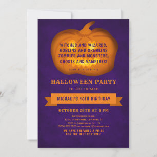 Invitation Citrouille amusant Jack-o'-lantern Anniversaire Ha