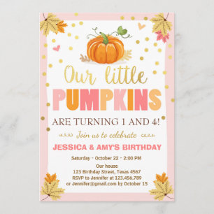 Invitation citrouille Anniversaire Pink Twin Joint