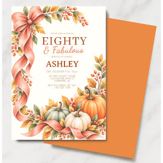 Invitation Citrouille Aquarelle Automne 80e Anniversaire