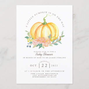 Invitation Citrouille aquarelle   Baby shower d'automne