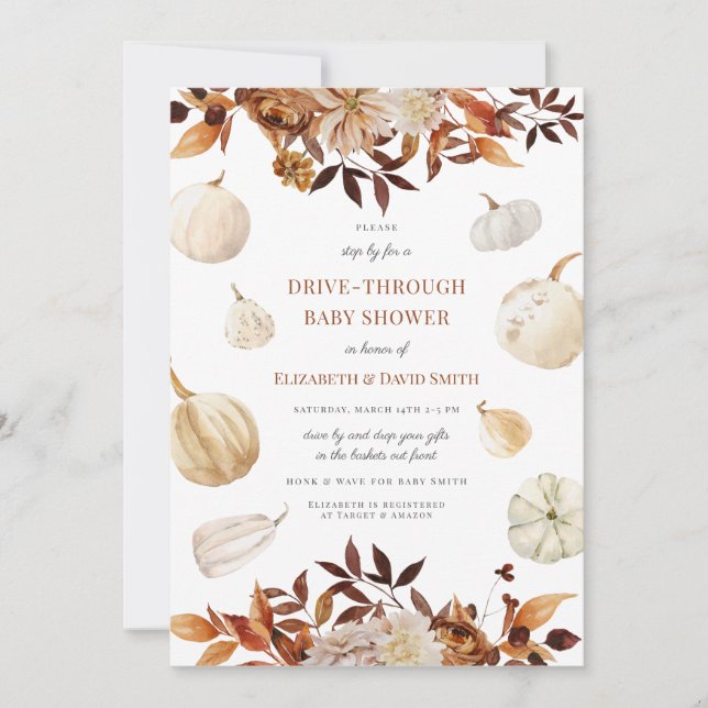 Invitation Citrouille Automne Automne Rouille par Baby shower (Devant)