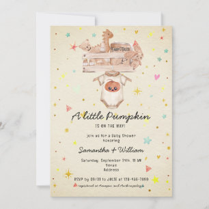 Invitation Citrouille Automne Boho Rustique Beige Nursery Bab