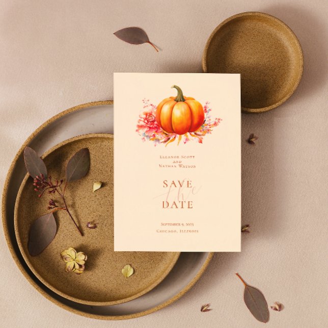 Invitation Citrouille Automne Mariage Botanique Enregistrer L (Créateur téléchargé)