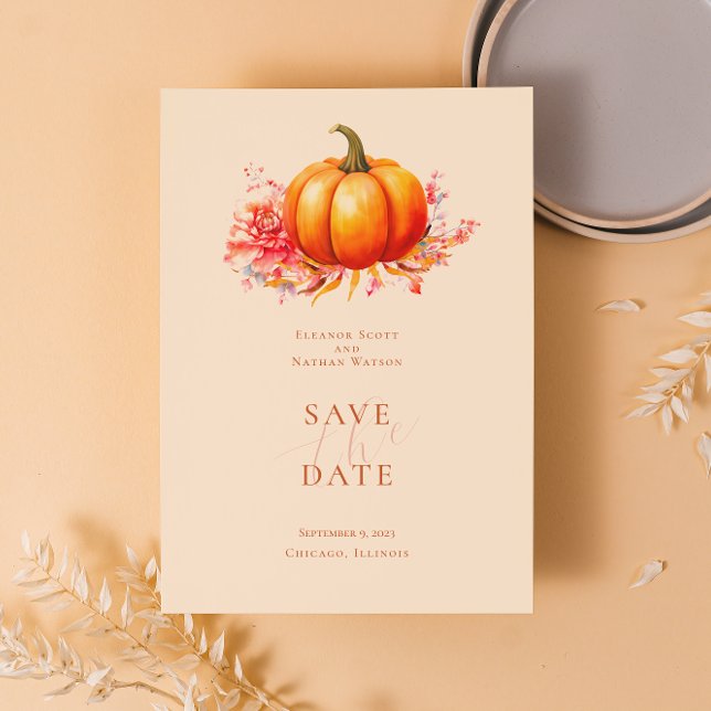 Invitation Citrouille Automne Mariage Botanique Enregistrer L (Créateur téléchargé)